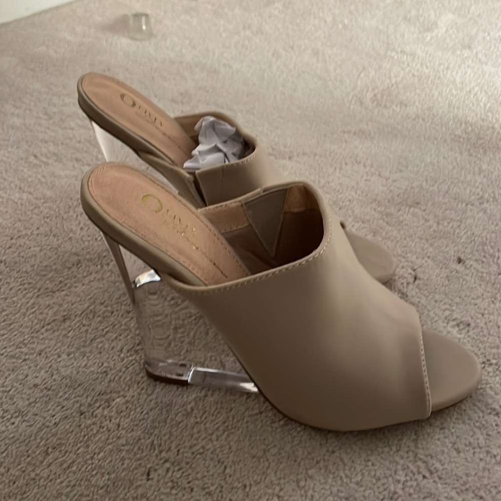 Nude Clear Wedge Heels